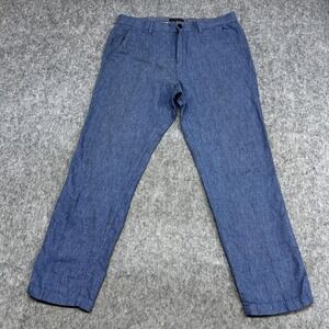 Banana Republic Pants Mens 35x30 Blue Chambray Linen Slim Chino Aiden Fit Preppy